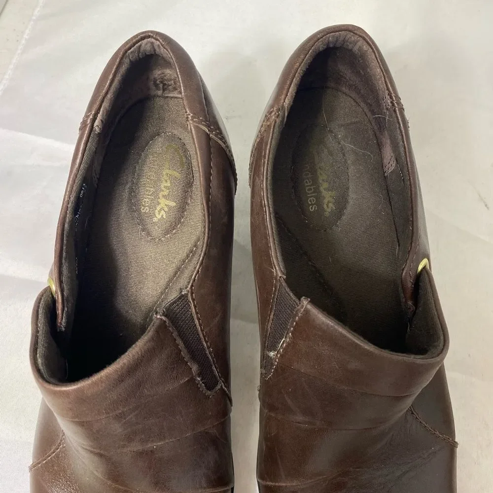 Clarks Bendables Loafer Shoes Women's 8m Brown Leather Slip On 2.25